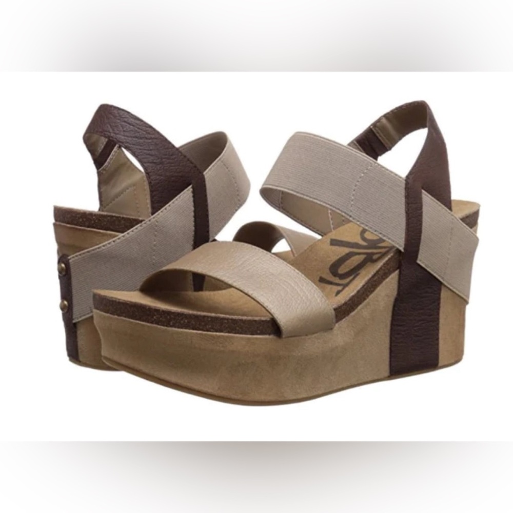 OtBt Bushnell platform, wedge sandals, in women’s size 9, BNIB, coffee bean